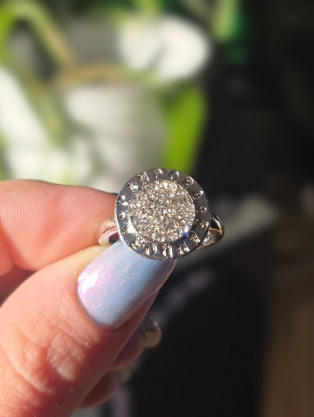 Sterling Silver Pandora Pave Signature Logo Ring